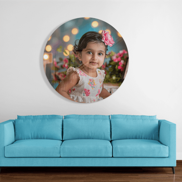 Personalized Round Acrylic Photo Print – Glossy Finish – Custom Circle Frame