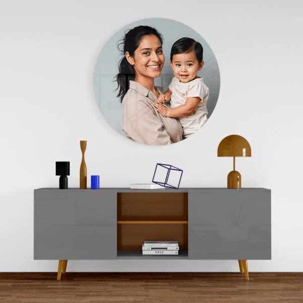 Personalized Round Acrylic Photo Print – Glossy Finish – Custom Circle Frame