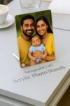 Portrait Rectangle Acrylic Photo Stand – Glossy Finish – Freestanding Table Display