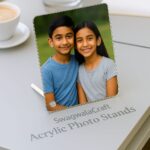 Portrait Rectangle Acrylic Photo Stand – Glossy Finish – Freestanding Table Display