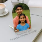 Arch Shape Acrylic Photo Stand – Glossy Finish – Freestanding with Stud Support