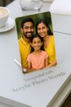 Portrait Rectangle Acrylic Photo Stand – Glossy Finish – Freestanding Table Display