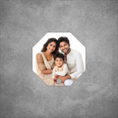 Octagon Acrylic Photo Stand – 5mm Glossy Finish – Freestanding Table Display