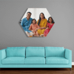 Personalized Hexagon Acrylic Photo Frame | Glossy Finish Family Wall Décor