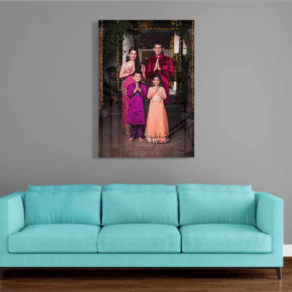 Personalized Portrait Acrylic Photo Print – Glossy Finish – Custom Vertical Frame