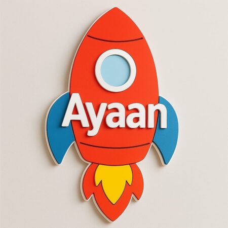 Rocket Shape Kids Nameplate – Personalized Acrylic Wall Decor